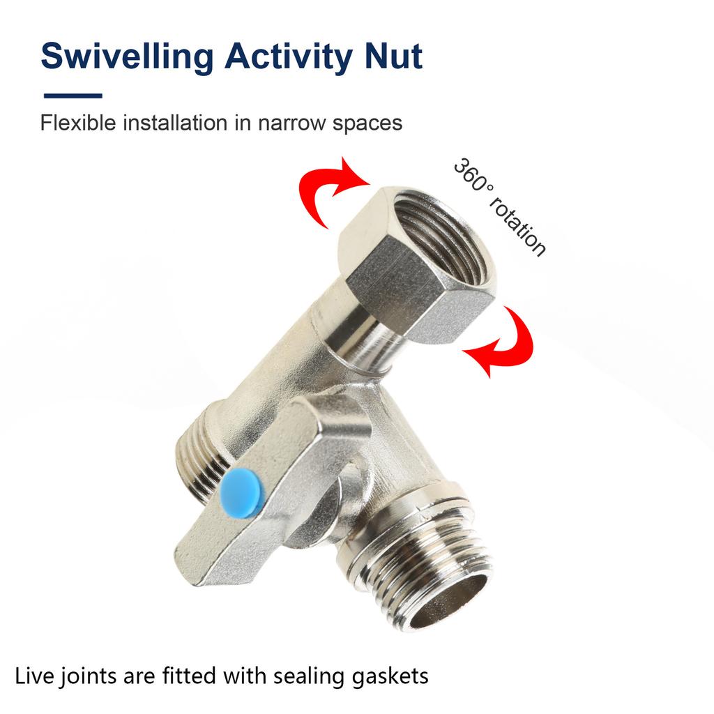 Tee Stop Valves Feed Water Adapter 1/2 X 1/2 X 1/2 Inch Compression Tee Valve Tee Fitting Tee Connector Adapter Enduring