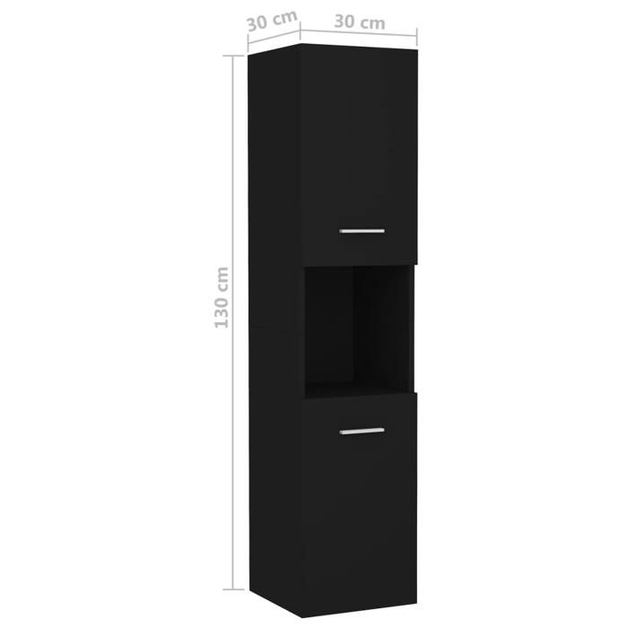 Ensemble de meubles de salle de bain - VIDAXL - Noir - Armoire de rangement - Lavabo encastré - Miroir mural