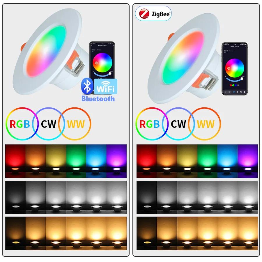 Tuya WiFi ZigBee LED Stropní svítidlo 5W 7W 10W 15W RGB Chytré Stropní Svítidlo AC85-265V Stmívatelné APP Dálkové Ovládání Smart Life Do Ložnice