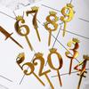 10 ks Zlaté lesklé číslo na dortové zdobení 0-9 Zlaté párátka s korunkou DIY zdobení cupcaků pro narozeninovou oslavu Svatbu Výročí