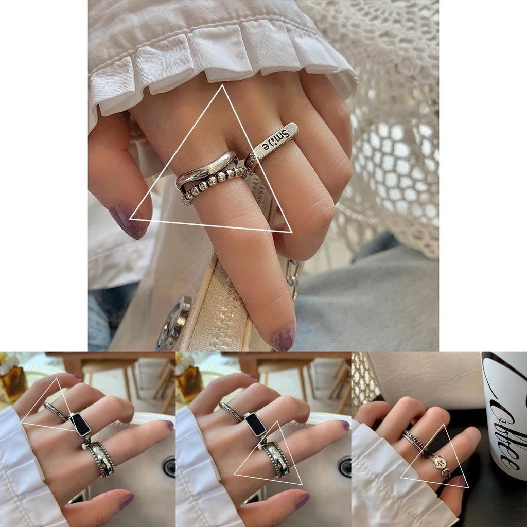 Adjustable Open Stunning Ring With Geometric Retro Themes For Womens Fashion Accessory