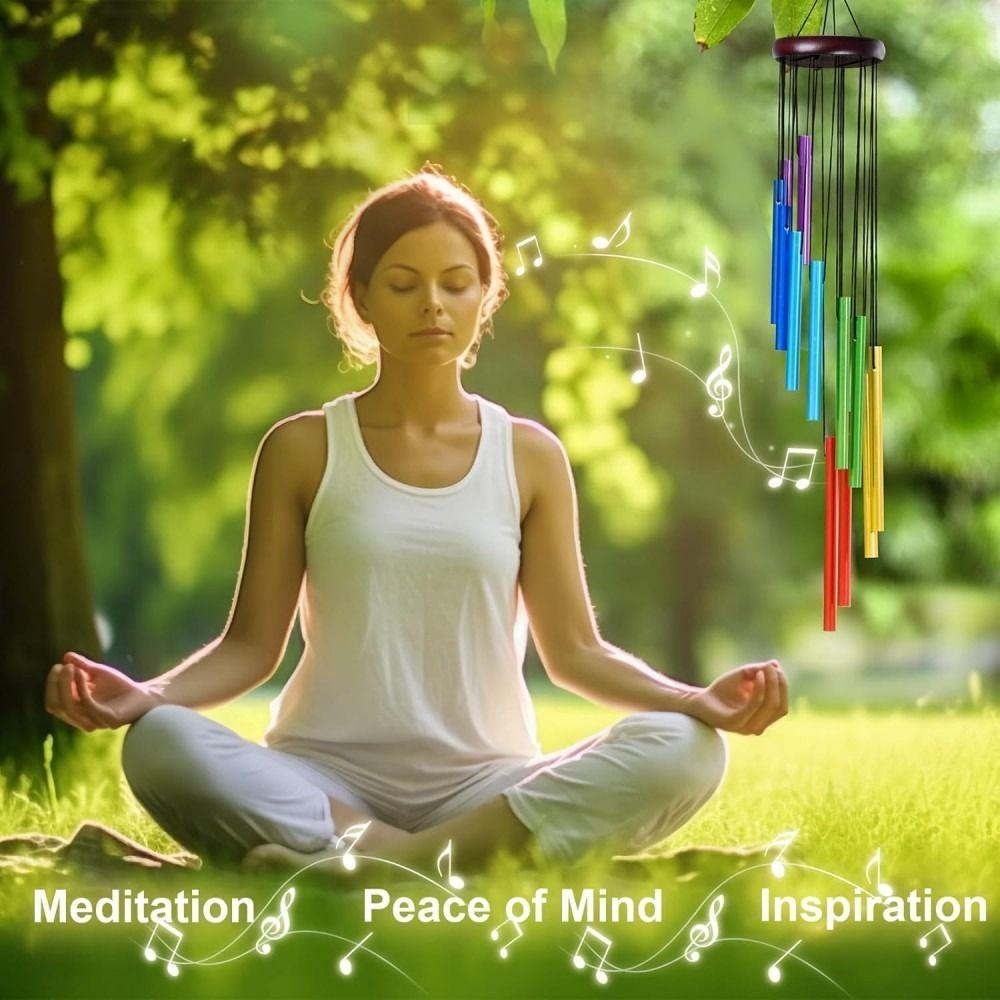 Colorful Outdoor Wind Chimes Hollow Metal Tubes 12 Tubes Aluminum Tube Wind Chime With Hook Hanging Wind Chimes