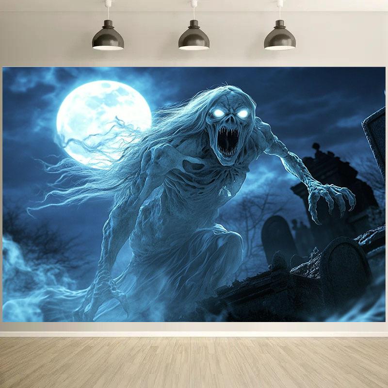 Halloween Horror Ghost Background Cloth: Ghosts Are Approaching, Creating the Most Terrifying Festive Atmosphere!