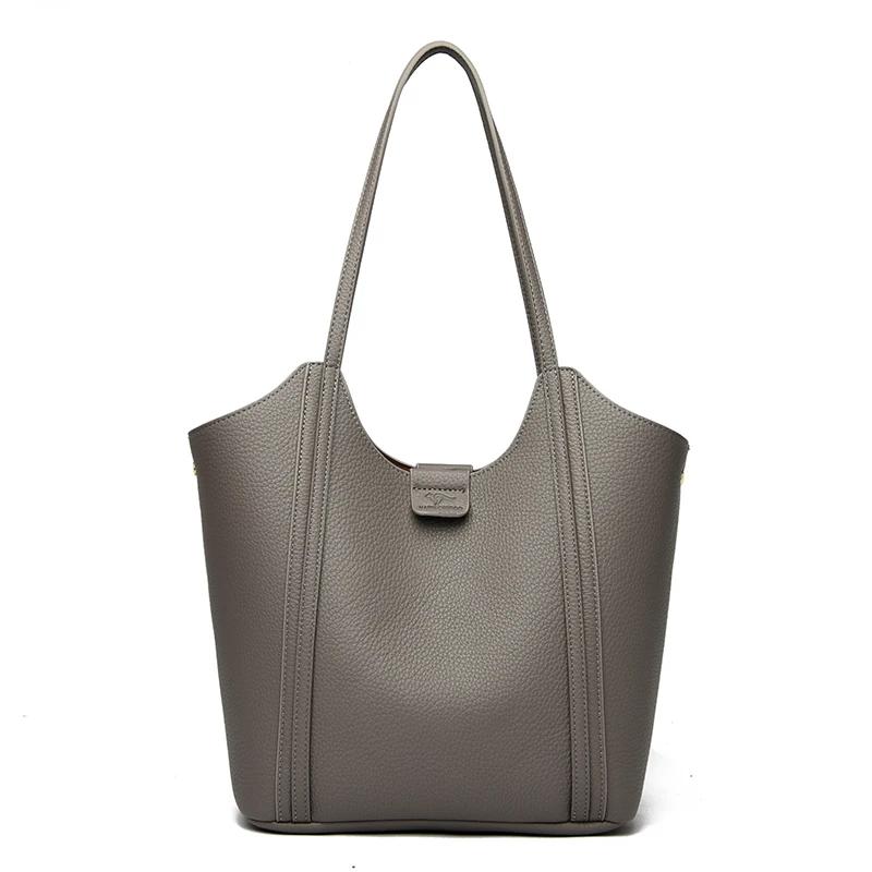 Elegant Women's Handbag Quality Leather Top-Handle Bag Ladies Solid Color Shoulder Crossbody Bag Casual Tote Purse Messenger Sac