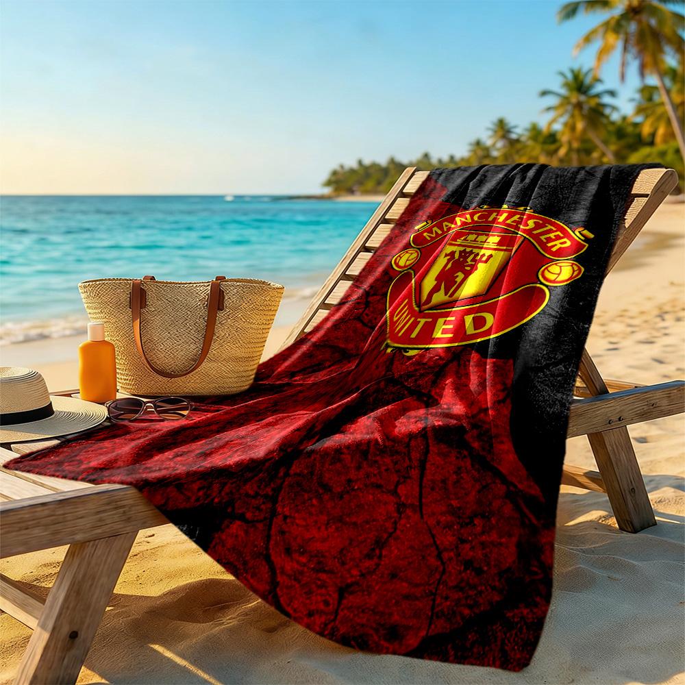 Asciugamano da Spiaggia Logo Manchester United Super Morbido Microfibra Tessuto Quickdry Confortevole Leggero Perfetto per Viaggiare Yoga Campeggio e Nuoto