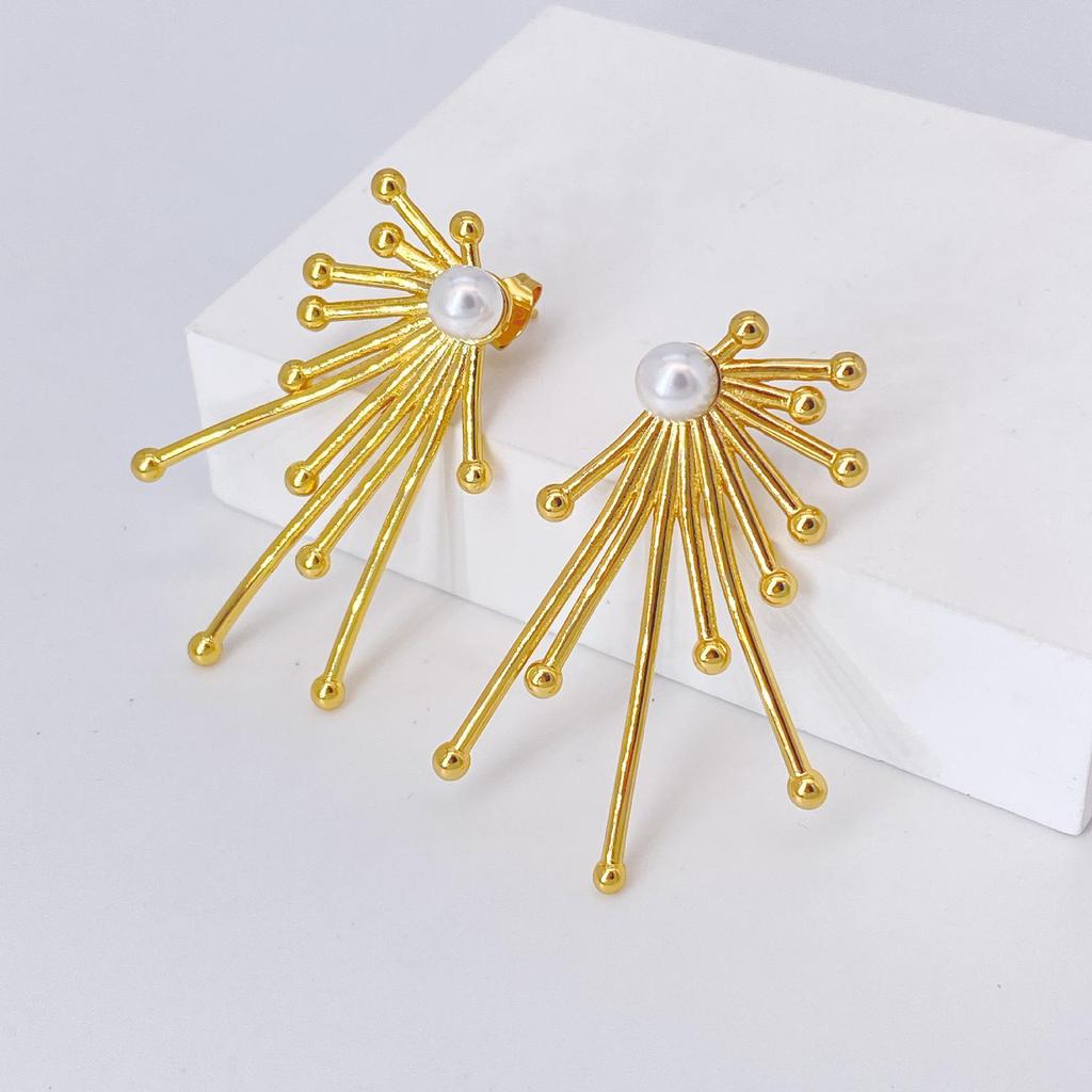 Elegant Stainless Steel Pearl Earrings - European & American Style, Titanium French Dangle, Luxurious Light Studs