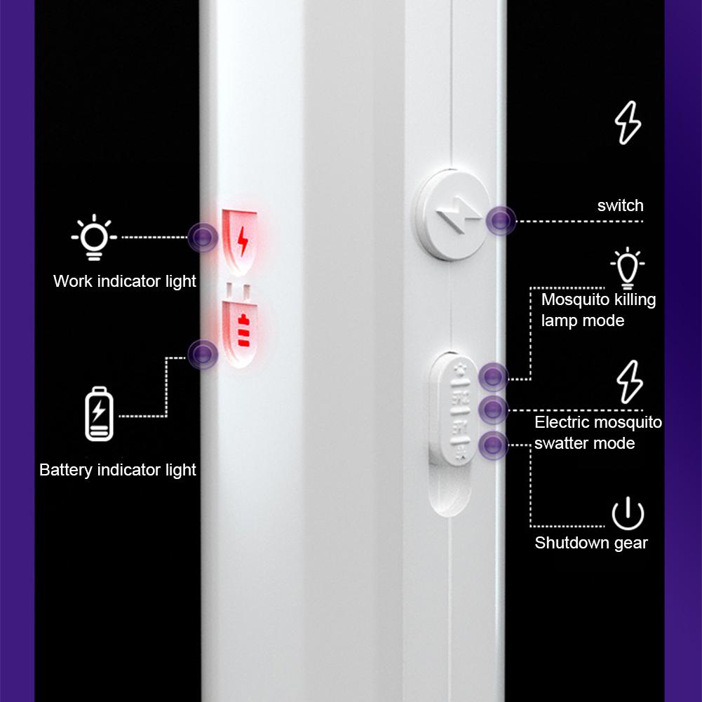 2-in-1 Multifunktions-Insektenvernichter Schläger USB-wiederaufladbar Mückenvernichter Sicherer Elektrischer Mückenklatscher Schädlingsbekämpfungsmittel