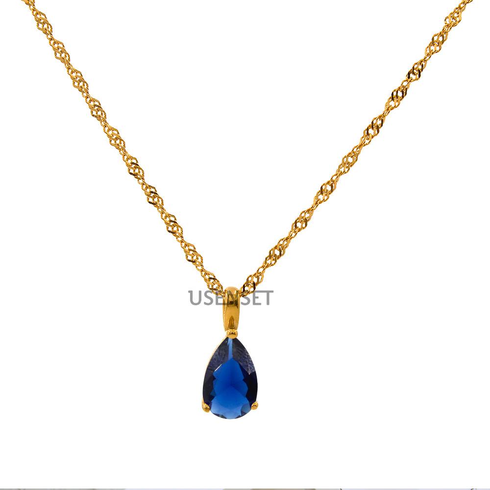 Custom December Birthstone Zirconium Steel Water Drop Pendant