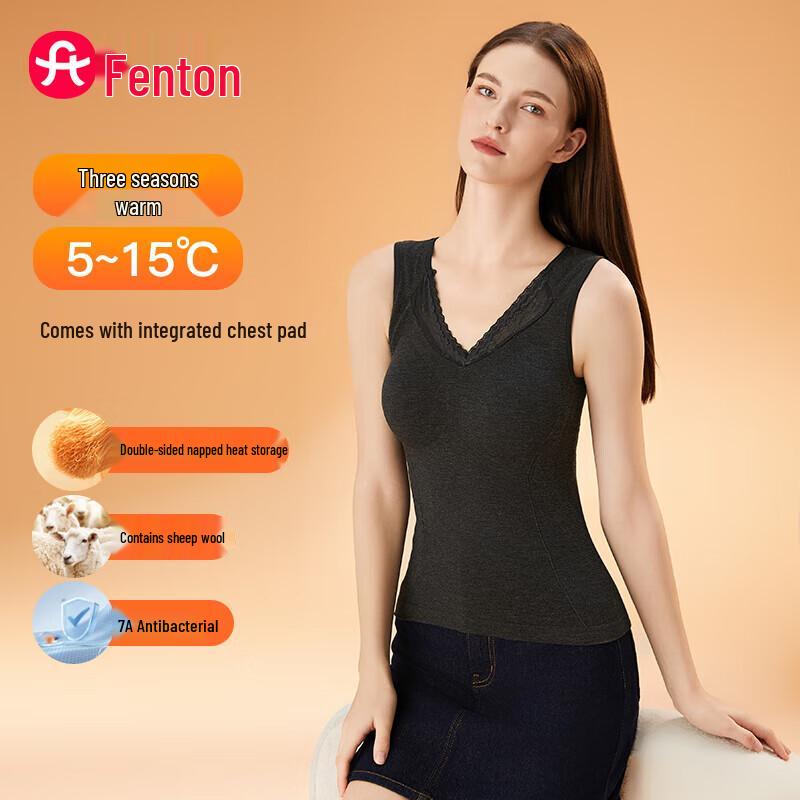 

Fenteng Женский бесшовный теплый жилет из шерстяной смеси с нагрудником L