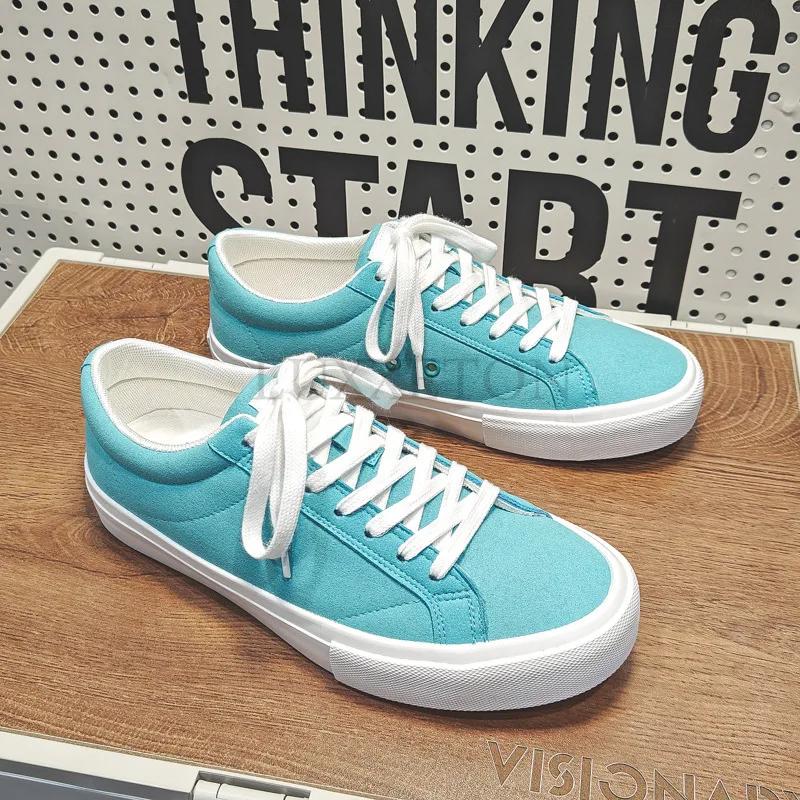 Men Canvas Shoes Fashionable Wear Resistant Vulcanized Comfortable Versatile Basic Lace Up Casual Sneakers for Men