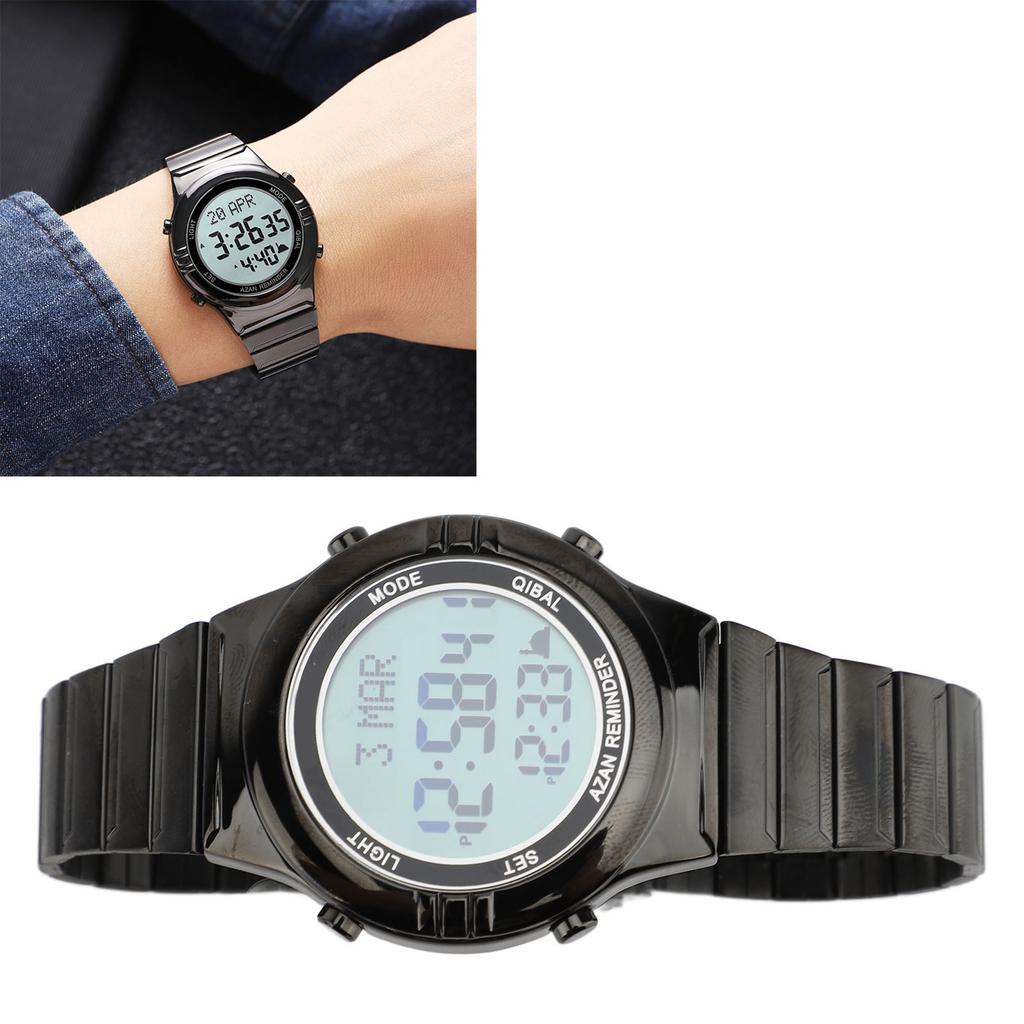 Men Multifunctional Electronic Watch Water Resistant Outdoor Sports Watch LED Digital Display Stainless Steel Wrist Watch for Men