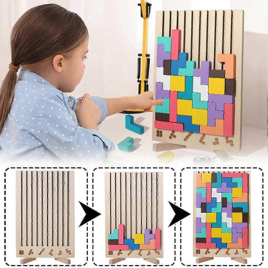 Pädagogische 3D-Blockpuzzle-Spielzeuge für Kinder im Kindergarten, Fesselndes Holzpuzzle-Spiel für Kinder und Jugendliche, für Feinmotorik - KM