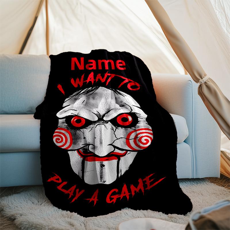 Personalized Custom Name Blanket - Billy the Puppet Print Design,Blanket for Sofa,Bed,Travel,Camping - Soft and Warm, Great Gift