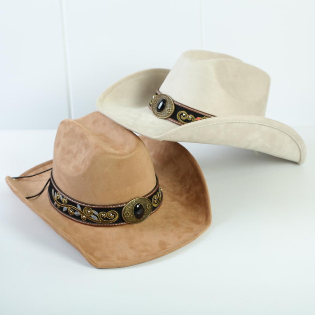 Popolare cappello western da cowboy in camoscio stile europeo e americano per uomo e donna, semplice e alla moda, a tesa larga, cappello jazz