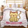 Cat Duvet Cover Set 3D Print Cartoon Animals Pattern Comforter Cover for Kids Boys Girls Polyester Bedding Set King Queen Size