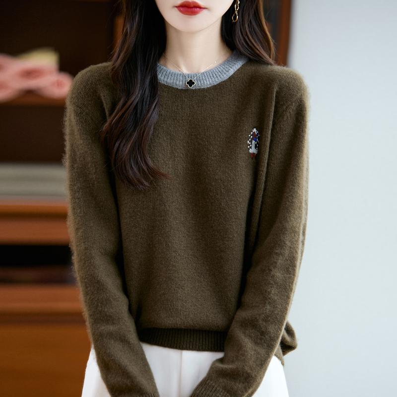 Women's Cashmere Sweater Qinghe Cashmere 30% Cashmere 70% Wool Autumn and Winter Pullover Warm and Fashionable