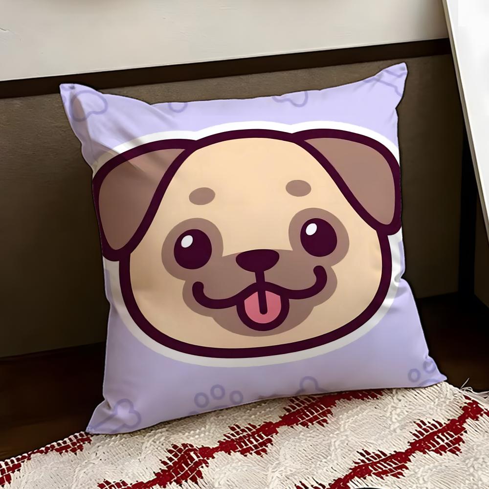 Snorty Sweet Heart Pug Cushion Cover Reversible Soft Durable Pillow Cover Home  Car MultiScene Use for Daily Comfort