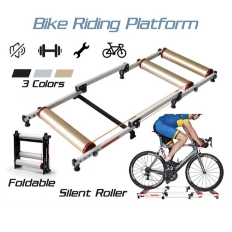 Foldable Bike Roller Trainer Adjustable Bicycle Roller Exercise Stand Indoor Fitness Bike Riding Platform