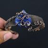 Sapphire Natural Gemstone Handmade Copper Wire Wrap Bangle Adjustable G7v41