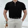 Summer Zipper POLO Shirt Lapel Sports Short Sleeve Solid Color Fitness Instructor Training Slim Quick Dry T-shirt Workwear Men