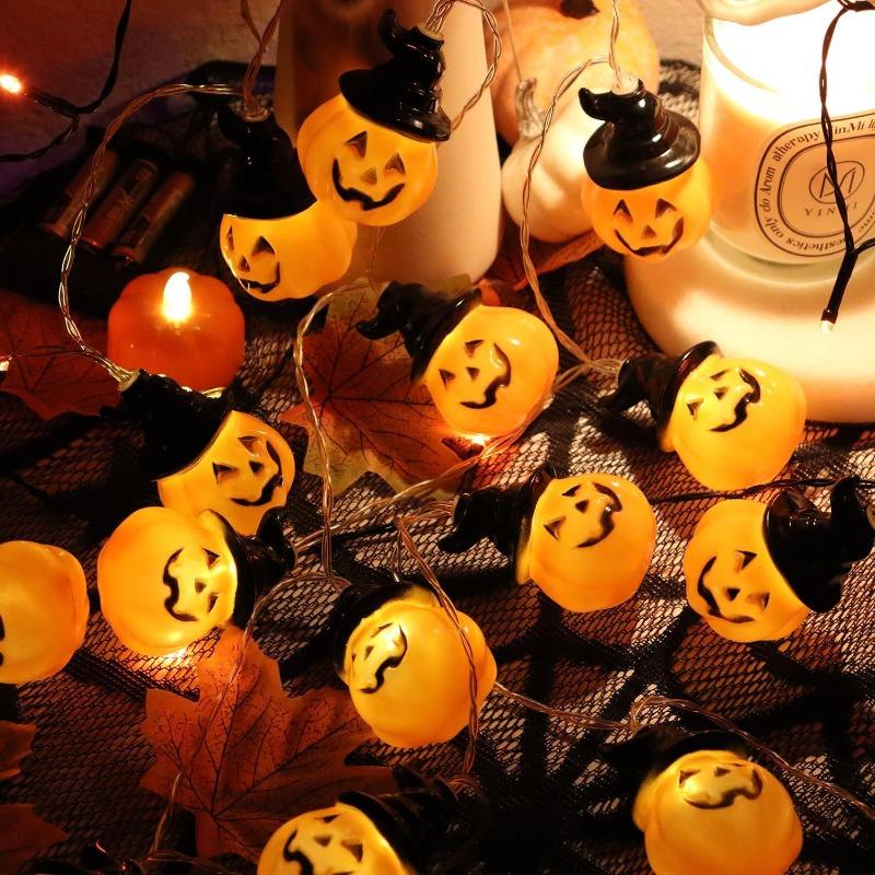 Solar LED Hallowen String Light Terror Skull And Pumpkin Colorful Wind Chime Lamp Outdoor Waterproof Solar Light For Hallowen