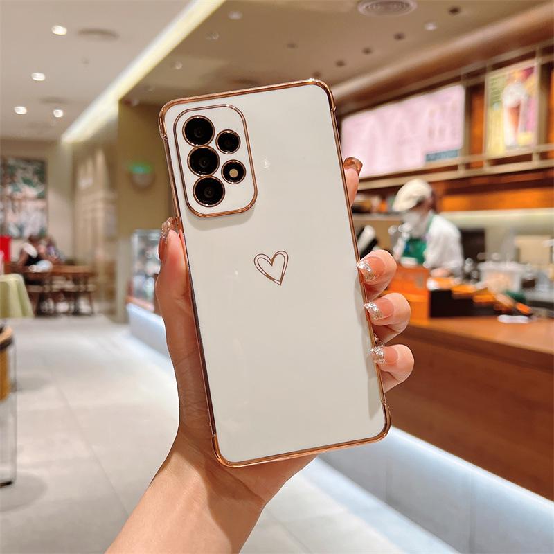 

Electroplating Small Love Hollow S25 Suitable for Samsung S24U Mobile Phone Case Galaxya54 All Inclusive A16 Soft All Inclusive S23 Samsung Galaxy A12/M12/F12