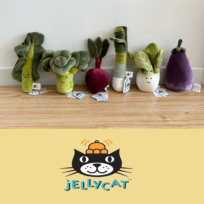 Jellycat Plush Vegetable Toys Set Eggplant, Cabbage, Beet, Broccoli, Kale, Chives