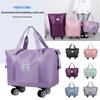 Unisex Expandable Large-Capacity Travel Duffel Bag with Wheels, Foldable Boarding Luggage for Business Trips and Shopping.