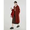 Winter Fashion Red Wool Coat Women Loose Mid Long Simple Elegant Premium Tweed Jacket