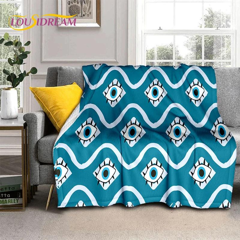 3D Boze Oog Turkije Blauw Nazar Oog van Horus Zachte Flanel Dekens, Plaid Comfortabele Deken voor Picknick Bedden Bank Slaapkamer
