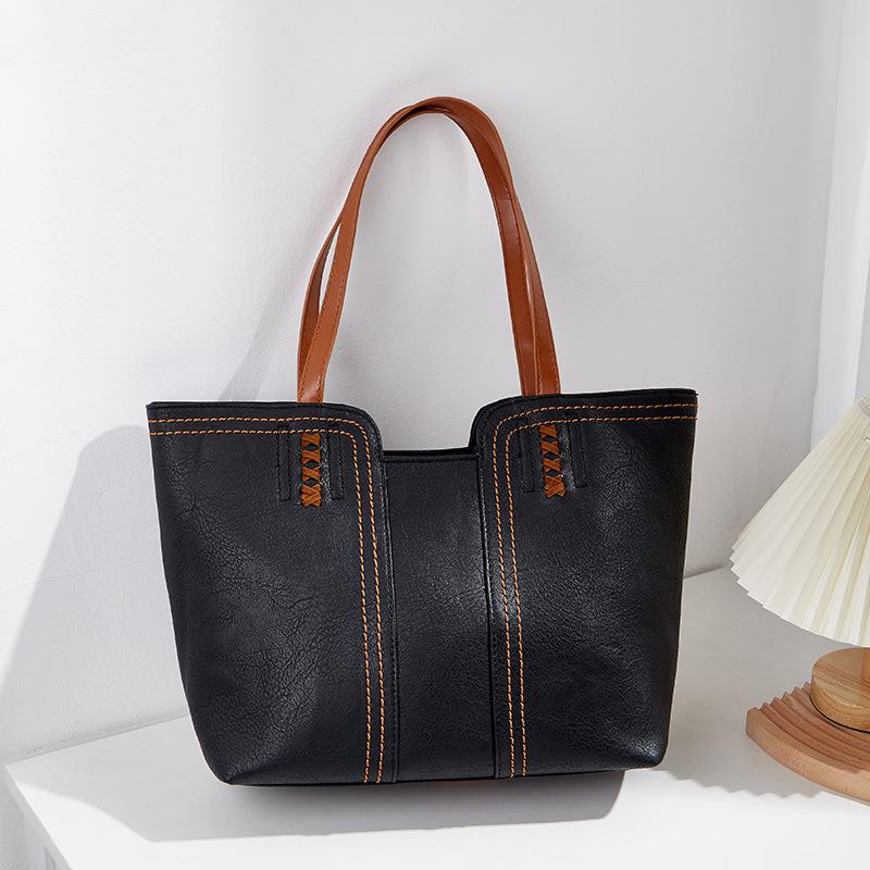 

Большая сумка большой вместимости женская новая осенне-зимняя текстурная высококлассная дорожная сумка на плечо сумка-тоут женская сумка чёрный