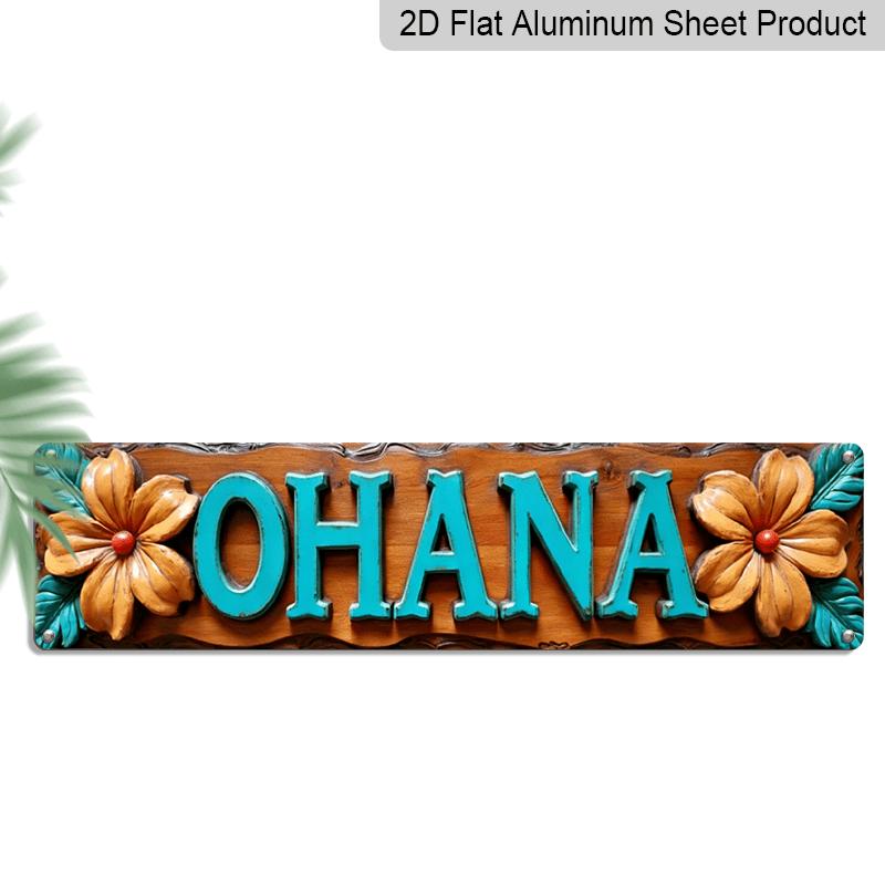 

Ohana Theme Metal Sign-retro Wall Decoration with Ohana Slogan, Wrought Aluminum Wall Decoration Suitable for Kitchens, Terraces, Courtyards, Cafes 40cm x 10cm