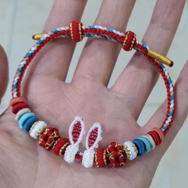 Hand Rope, Rabbit Ear Finished Bracelet Rope Diy String Punching Accessories, Gifts