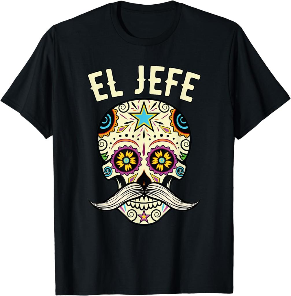 El Jefe Shirt Mexikanischer Boss Sugar Skull Tag der Toten Unisex T-Shirt