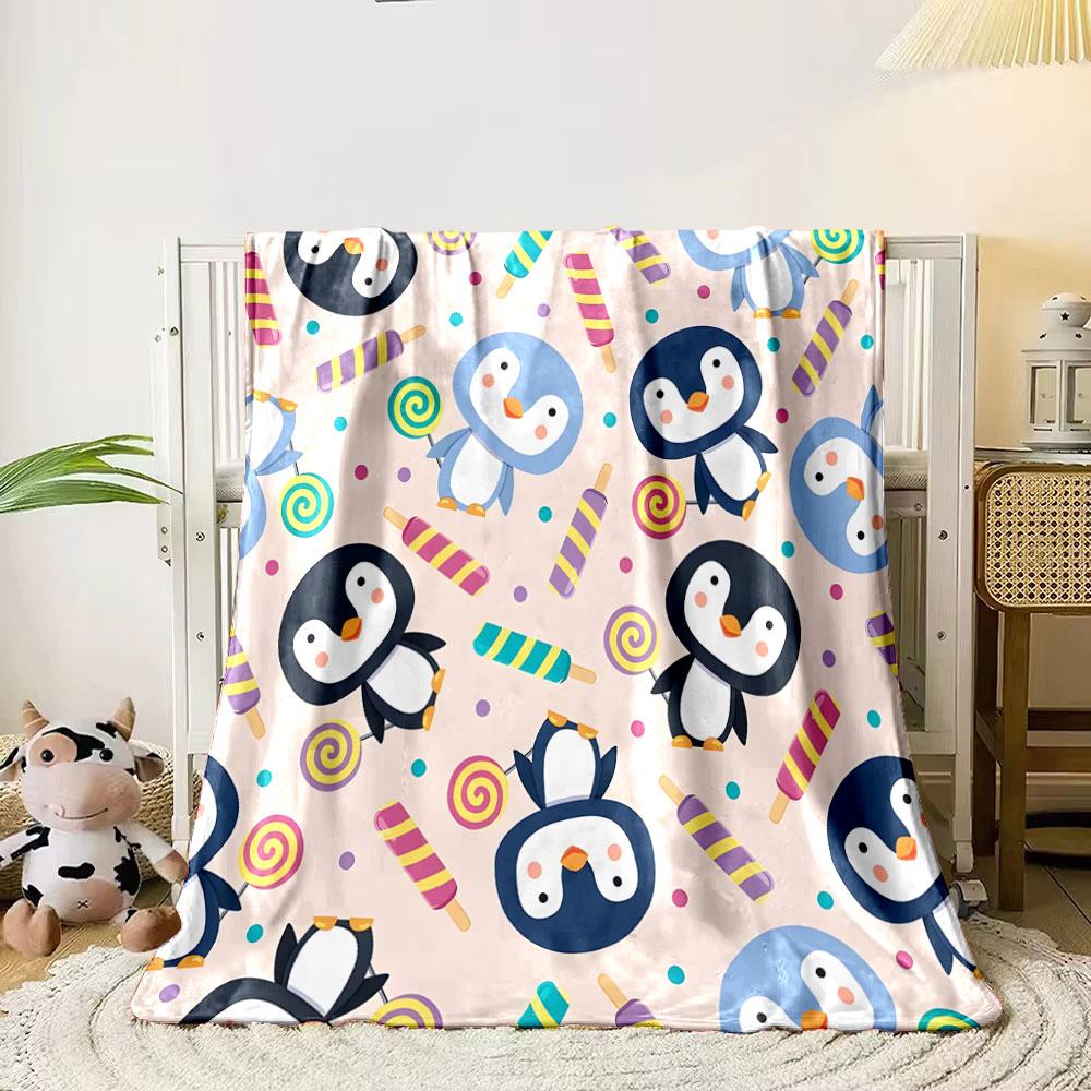 Penguin Popsicle Parade Print Blanket Soft and Cozy Perfect for the Living Room Bed Sofa or a Nap,gift