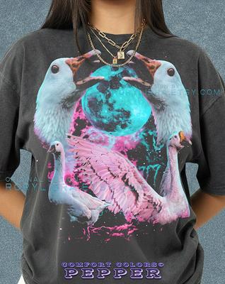 Goose Geese Honk Bird Gander Comfort Colors® TShirt and Kids Tshirt, Moon Galaxy Retro Vintage Bootleg Tees, 90S Graphic Animal Lover Nature Sweater,