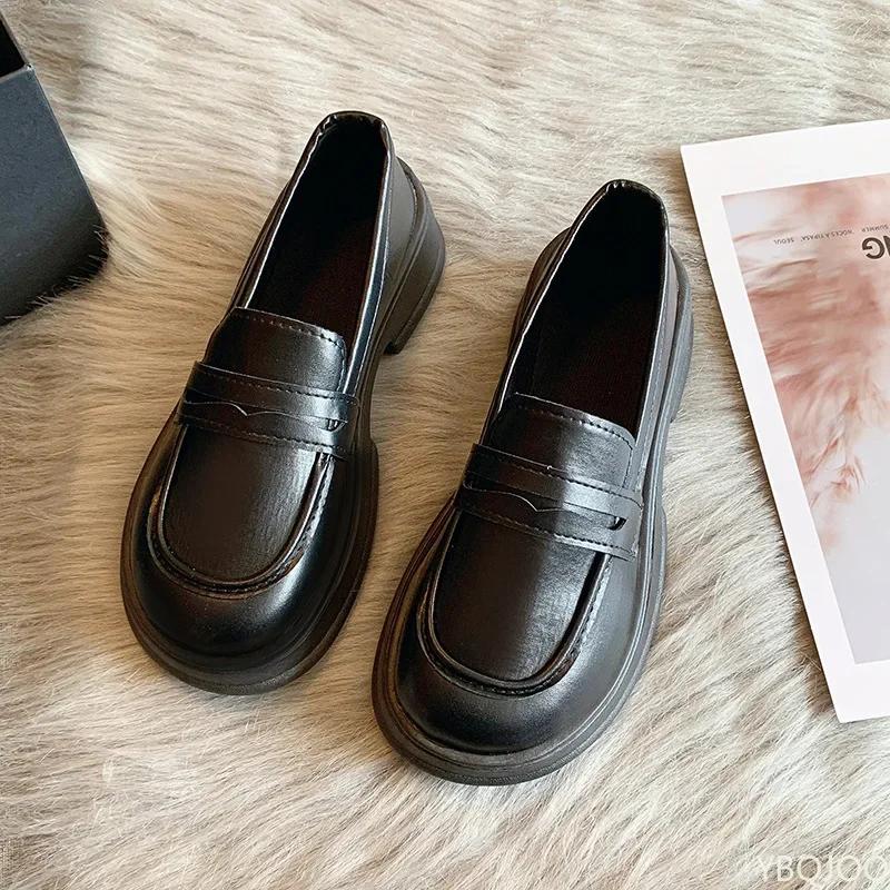 Ladies Sleeve Leather Shoes Fashion New Pumps Versatile Comfortable Loafers Trendy Women's Mid Heeled Shoes Mujer Zapatos Traf