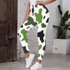 Women Plus Size High Waist Full Length Leopard Rose Floral Printed Yoga Leggings