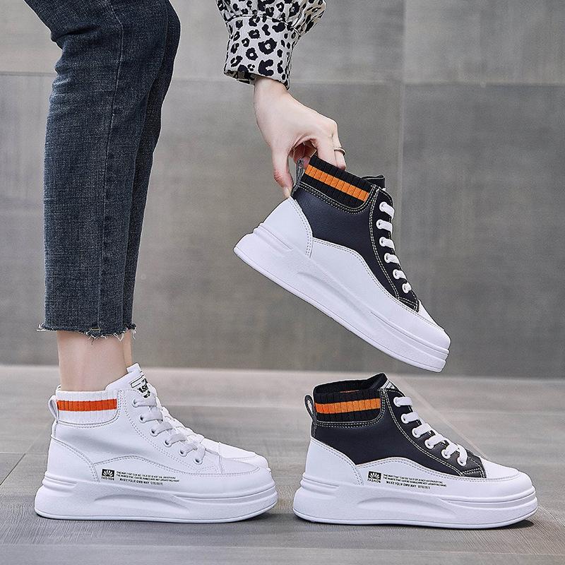 Ins High-Top kleine weiße Schuhe Damen 2025 Frühling neu dicksohlige koreanische Version vielseitige Studenten-Board-Schuhe Damen Straßenschuhe TH919