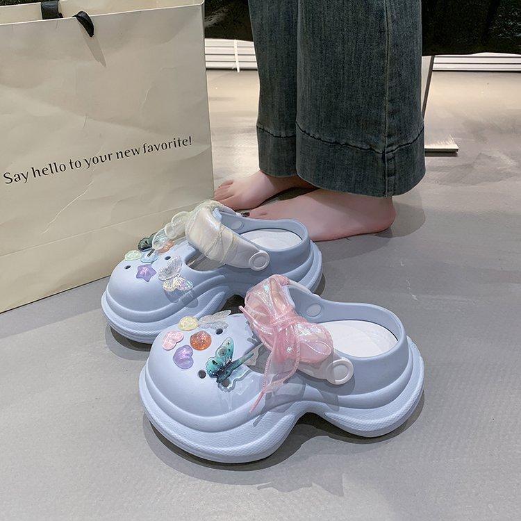 Butterfly Love Hole Shoes Lace Edge 2025 Summer New Beach Sandals Platform Bottom Trend Explosion Summer Must