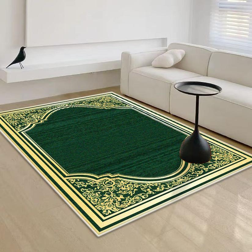 Luxury Green Decoration Home Golden Border Live Room Rug Big Size Antiskid Bedroom Carpet Easy Clean Coffee Tables Mat Washable
