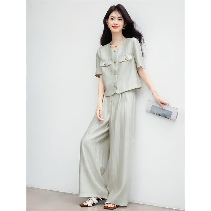 Women's Summer Draped Wide-Leg Suit Set