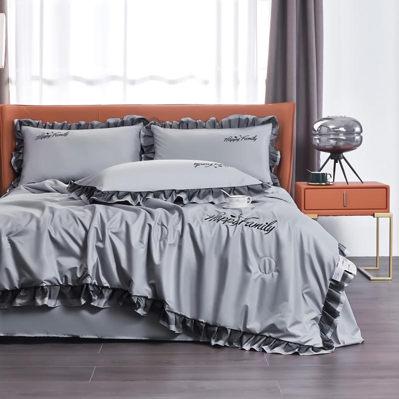 Four-Piece Washable Silk and Tencel Cooling Summer Quilt Set