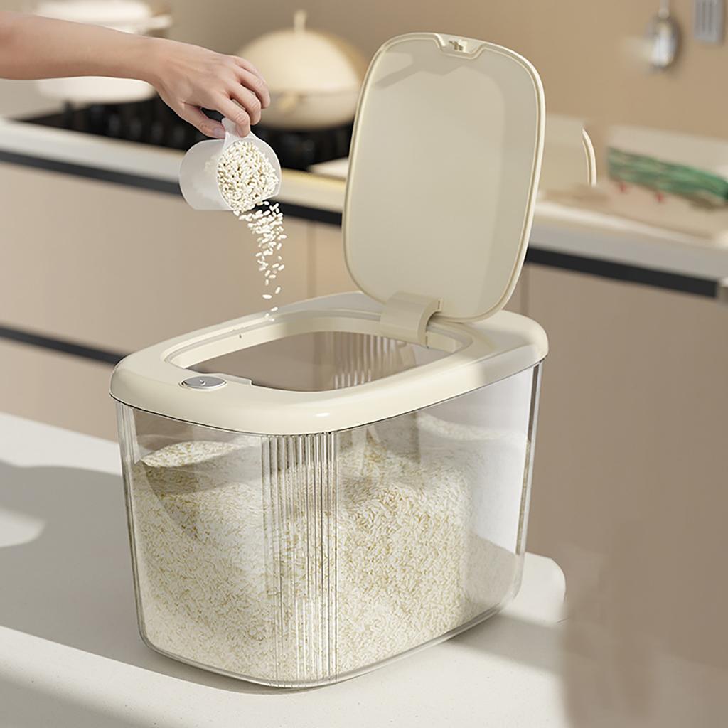 Rice Container Airtight Press Lid PP Large Capacity Rice Storage Bin for Home Use