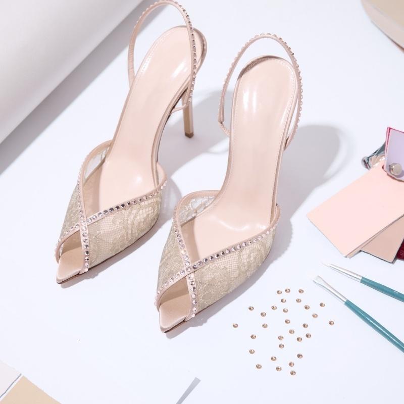 Scarpe da Donna di Tendenza Sandali Donna Tacchi Alti Estivi Scarpe Nude Rosa Rete Slingback Tacco Alto Festa Passerella Sandali