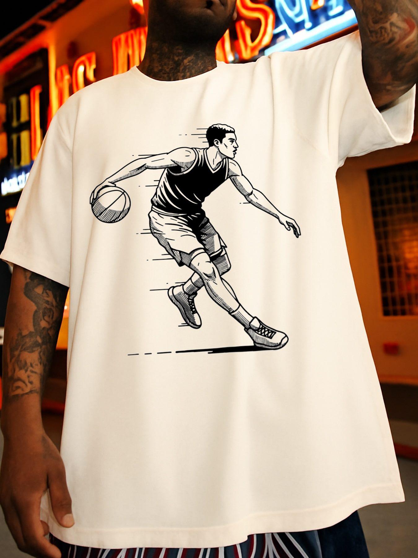 Men s T-Shirt Y2K Basketball Dribble White L
