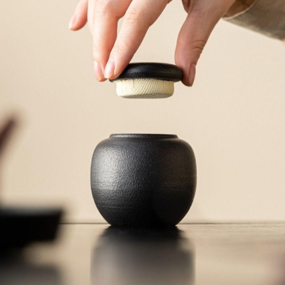 Ceramic Pu'er Tea Storage Box Vintage Tea Cans Portable Tea Sealed Jar Friends