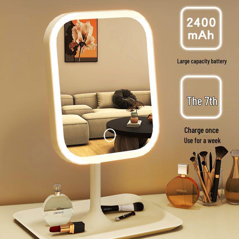 LED-Kosmetikspiegel mit Beleuchtung - Tragbarer Schreibtisch-Schminkspiegel, Perfekt für Wohnheime und Influencer