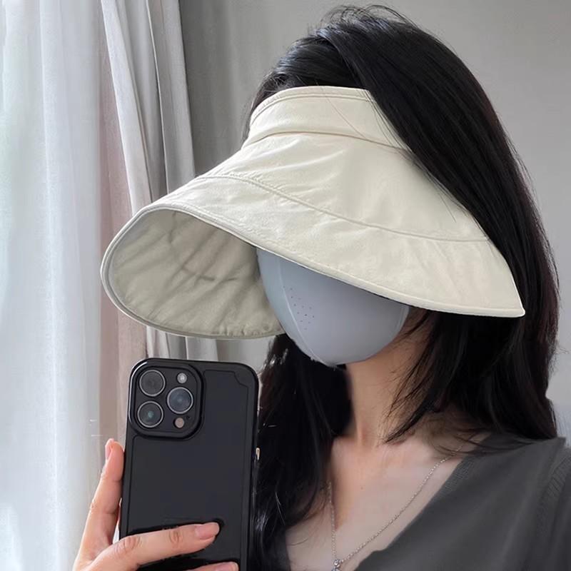 

Women s New Large Brimmed Sunscreen Hat 2026 Summer Sunscreen Hat Women s Empty Top Sunscreen Caps Ice Silk белый