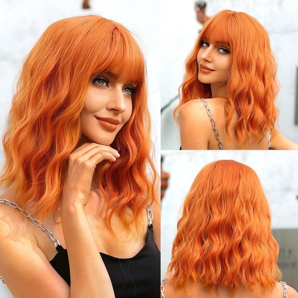 Bob Black Synthetic Wigs Straight Cosplay Short Daily Natural Looking Hair Wig with Bangs Heat Resistant Fiber for Women Afro